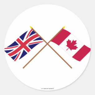 Verenigd Koninkrijk en Canada gekruiste vlaggen Ronde Sticker