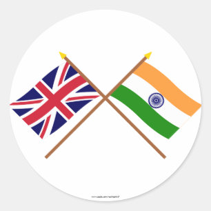 Verenigd Koninkrijk en India gekruiste vlaggen Ronde Sticker