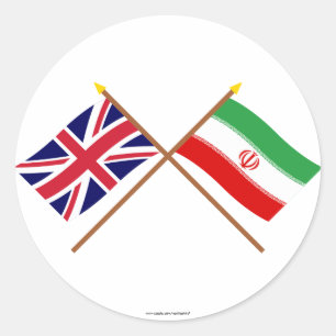 Verenigd Koninkrijk en Iran gekruiste vlaggen Ronde Sticker