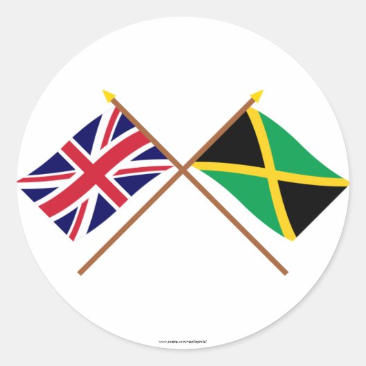 Verenigd Koninkrijk en Jamaica gekruiste vlaggen Ronde Sticker (Voorkant)