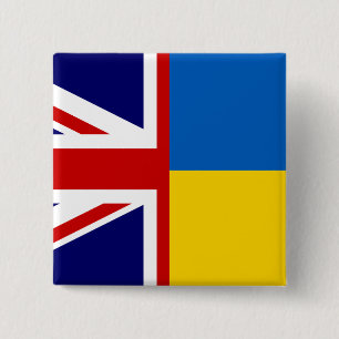 Verenigd Koninkrijk en Oekraïne Vierkante Button 5,1 Cm