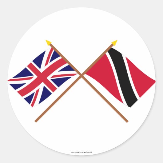 Verenigd Koninkrijk en Trinidad & Tobago gekruiste Ronde Sticker (Voorkant)