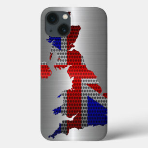 Verenigd Koninkrijk Flag en Kaart Stal Metal Hole Case-Mate iPhone Case