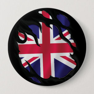Verenigd Koninkrijk Gescheurde Vlag Ronde Button 4,0 Cm