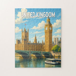 Verenigd Koninkrijk Illustratie Reis Kunst Vintage Legpuzzel