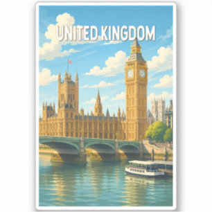 Verenigd Koninkrijk Illustratie Reis Kunst Vintage Sticker