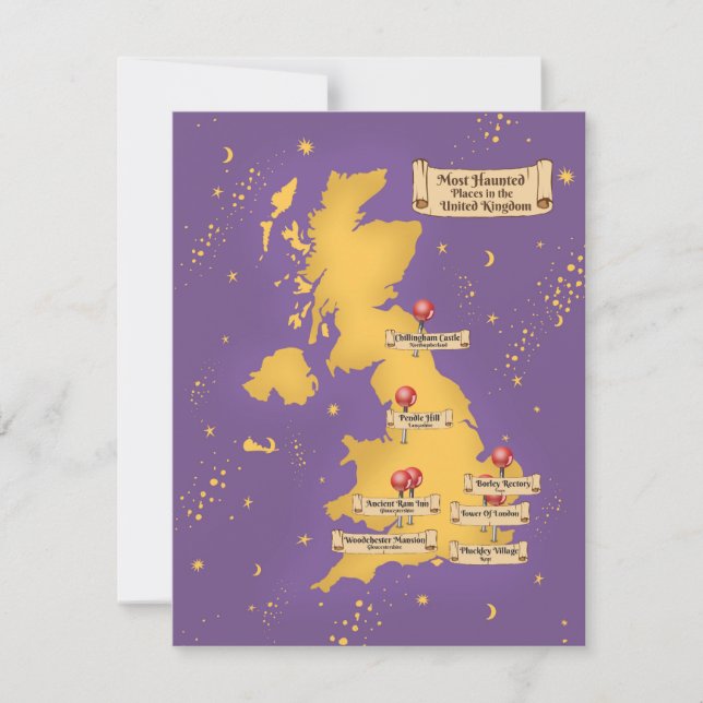 Verenigd Koninkrijk kaart met de meeste haunted Pl (Voorkant)