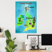 Verenigd Koninkrijk Leuke kaart 24x36 Poster (Thuiskantoor)