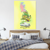 Verenigd Koninkrijk 'Per auto' Vintage-reisposter. Canvas Afdruk (Insitu (Slaapkamer))