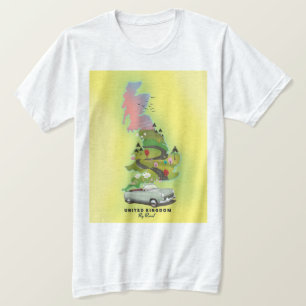 Verenigd Koninkrijk 'Per auto' Vintage reisposter. T-shirt