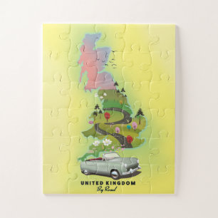 Verenigd Koninkrijk ' Per Weg' Vintage-reisposter Legpuzzel