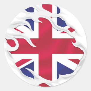 Verenigd Koninkrijk Ripped Flag Classic Round Stic Ronde Sticker