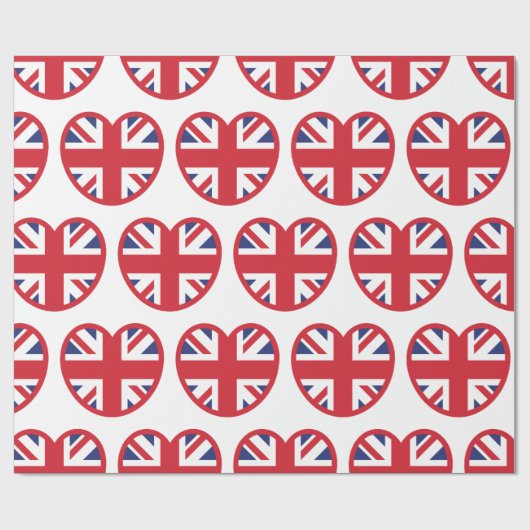 Verenigd Koninkrijk Union Jack Flag Heart Cadeaupapier (Vlak)