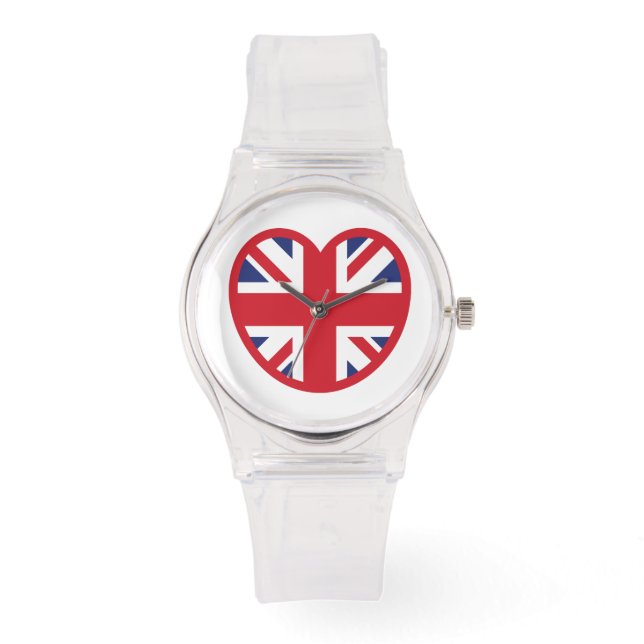 Verenigd Koninkrijk Union Jack Flag Heart Horloge (Voorkant)