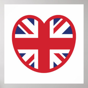Verenigd Koninkrijk Union Jack Flag Heart Poster