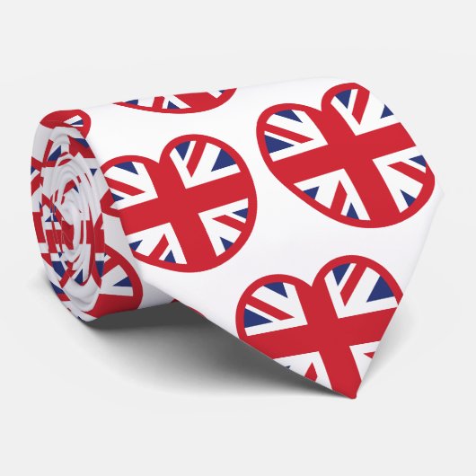 Verenigd Koninkrijk Union Jack Flag Heart Stropdas (Opgerold)