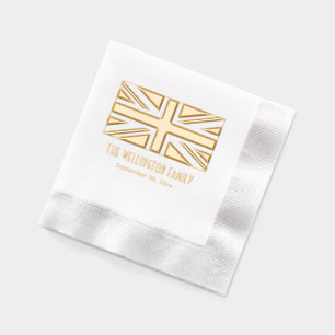 Verenigd Koninkrijk Vlag Union Jack Naam Datum Folie Servetten
