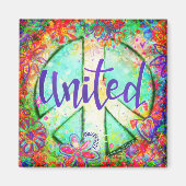 Verenigd  Vredesbord Kleurrijke Trendy Magneet (Voorkant)