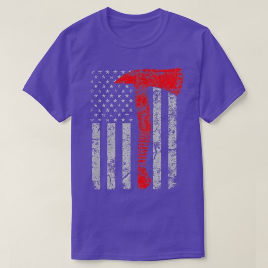 Verenigde Amerikaanse Patriot Red Line Ax Firefigh T-shirt (Design voorkant)
