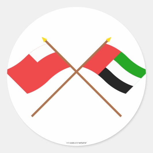 Verenigde Arabische Emiraten en Abu Dhabi gekruist Ronde Sticker (Voorkant)