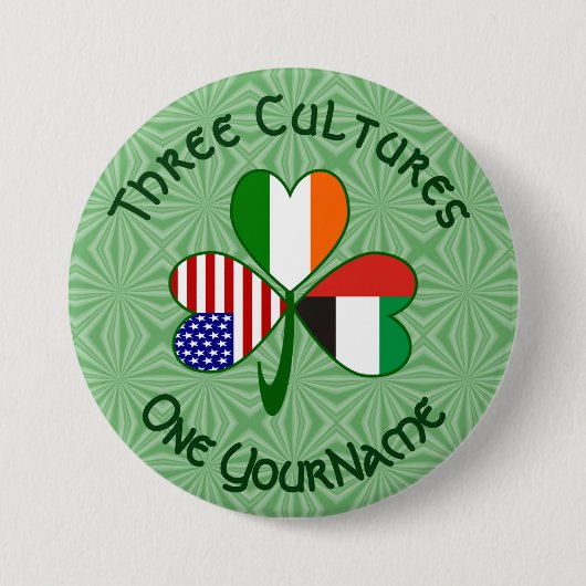 Verenigde Arabische Emiraten Ierse Amerikaanse vla Ronde Button 7,6 Cm (Voorkant)