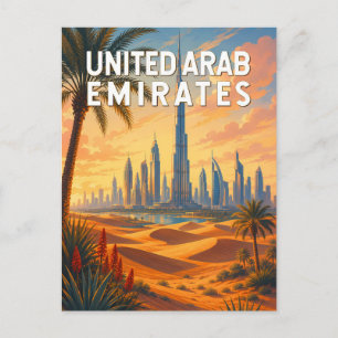 Verenigde Arabische Emiraten Illustratie Reis Kuns Briefkaart