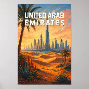 Verenigde Arabische Emiraten Illustratie Reis Kuns Poster