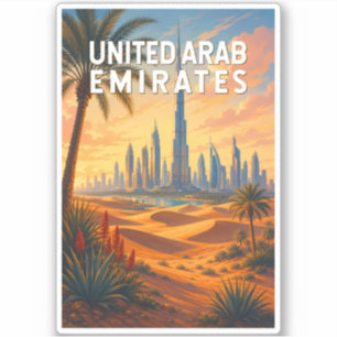 Verenigde Arabische Emiraten Illustratie Reis Kuns Sticker