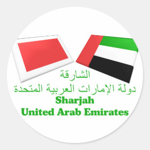 Verenigde Arabische Emiraten & Sharjah Flag Tegels Ronde Sticker
