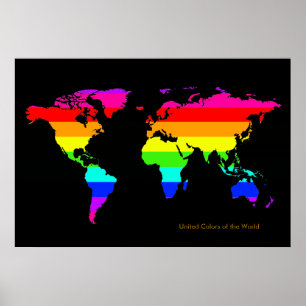 verenigde kleuren van de wereld . kaart poster