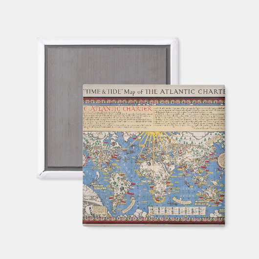 Verenigde Naties / Atlantic Charter kaart Magneet (Voorkant / Achterkant)