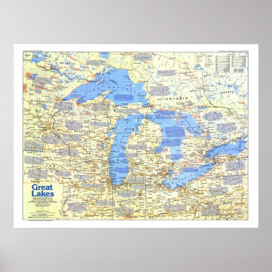 " Verenigde Staten : 1987 - Great Lakes MAP ... Poster (Voorkant)