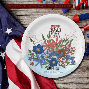 Verenigde Staten 250 Jaar Bloemrijke Patriottiek Papieren Bordje
