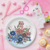 Verenigde Staten 250 jaar Floral Patriotic Papieren Bordje (Feest)