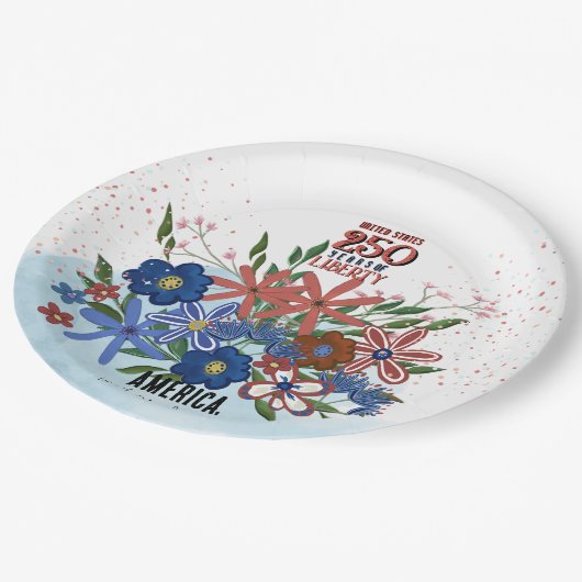 Verenigde Staten 250 jaar Floral Patriotic Papieren Bordje (Gekanteld)
