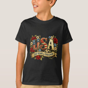 Verenigde Staten 250 Jaar Vrijheid Bloemrijke Roos T-shirt
