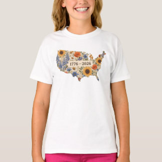 Verenigde Staten 250e Verjaardag Bloemkaart T-shirt