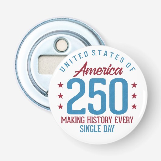Verenigde Staten 250e Verjaardag Geschiedenis Make Button Flesopener (Voorkant)