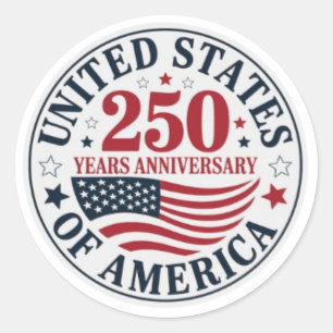 Verenigde Staten 250e Verjaardag Patriottisch Ronde Sticker