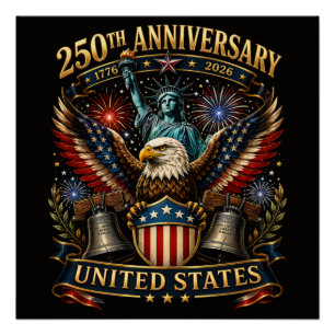 Verenigde Staten 250e verjaardag Patriottische Ade Perfect Poster