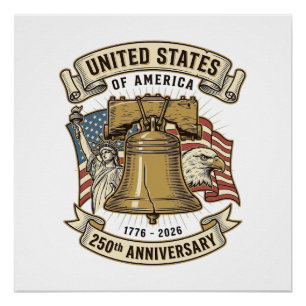 Verenigde Staten 250e Verjaardag Patriottische Vec Perfect Poster