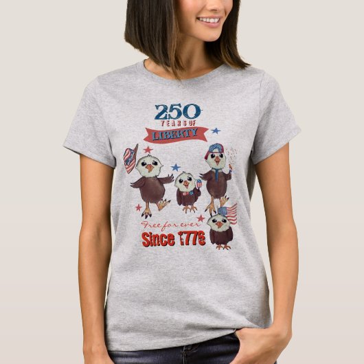 Verenigde Staten 250ste Jubileum Eagle Family T-shirt (Voorkant)