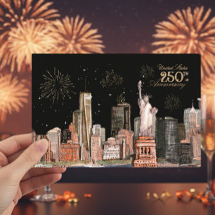 Verenigde Staten 250ste Jubileum NYC Oranje Glow Kaart