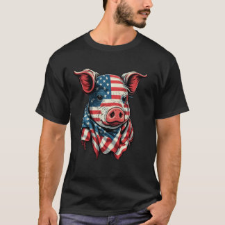 Verenigde Staten 4 juli Varken op Patriottisch Ame T-shirt