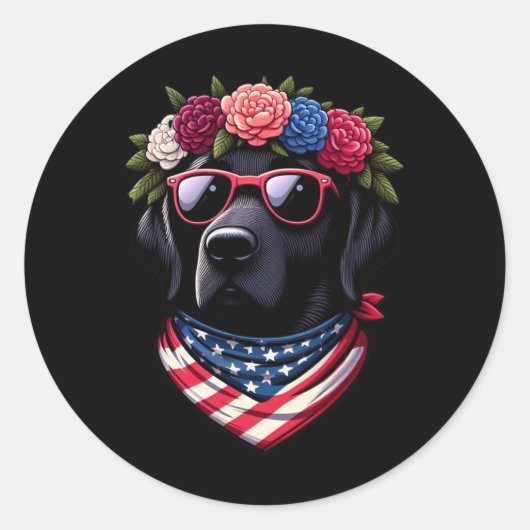 Verenigde Staten 4 juli Zwarte Patriottische Ameri Ronde Sticker (Voorkant)