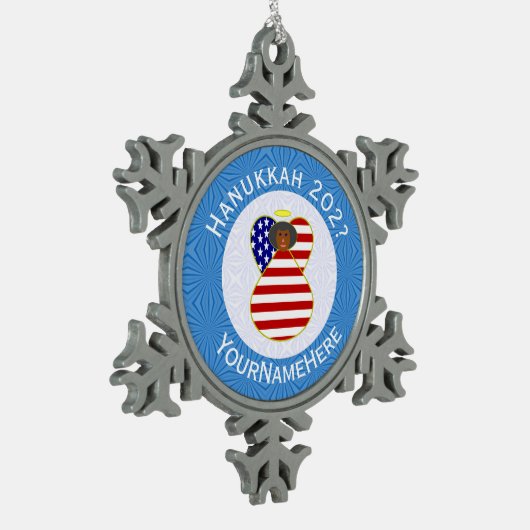 Verenigde Staten Afro-Amerikaanse Angel Hanukkah V Tin Sneeuwvlok Ornament (Links)