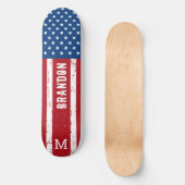 Verenigde Staten American Flag Monogram Patriotic  Persoonlijk Skateboard (Voorkant)