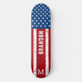 Verenigde Staten American Flag Monogram Patriotic  Persoonlijk Skateboard (Voorkant)