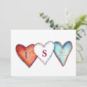Verenigde Staten American Hearts Invite Kaart (Staand voorkant)