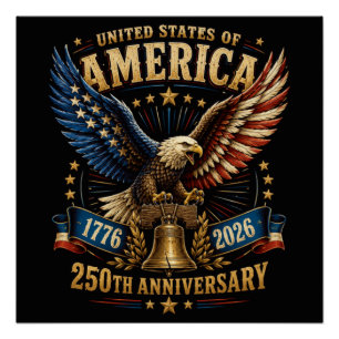 Verenigde Staten Amerika 250e Verjaardag Adelaar Perfect Poster